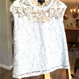 LAUNDRY by SHELLI SEGAL Light Blue Lace Women's Top